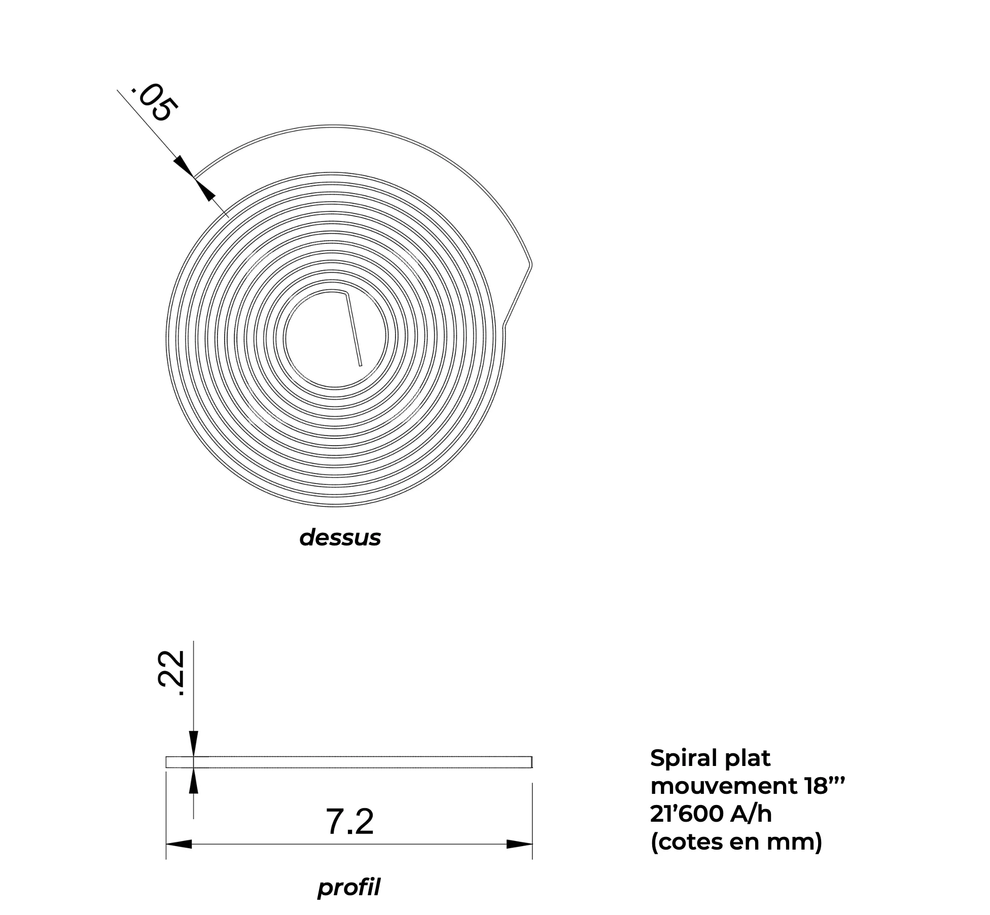 Hairspring (balance spring) Diagram of a flat hairspring