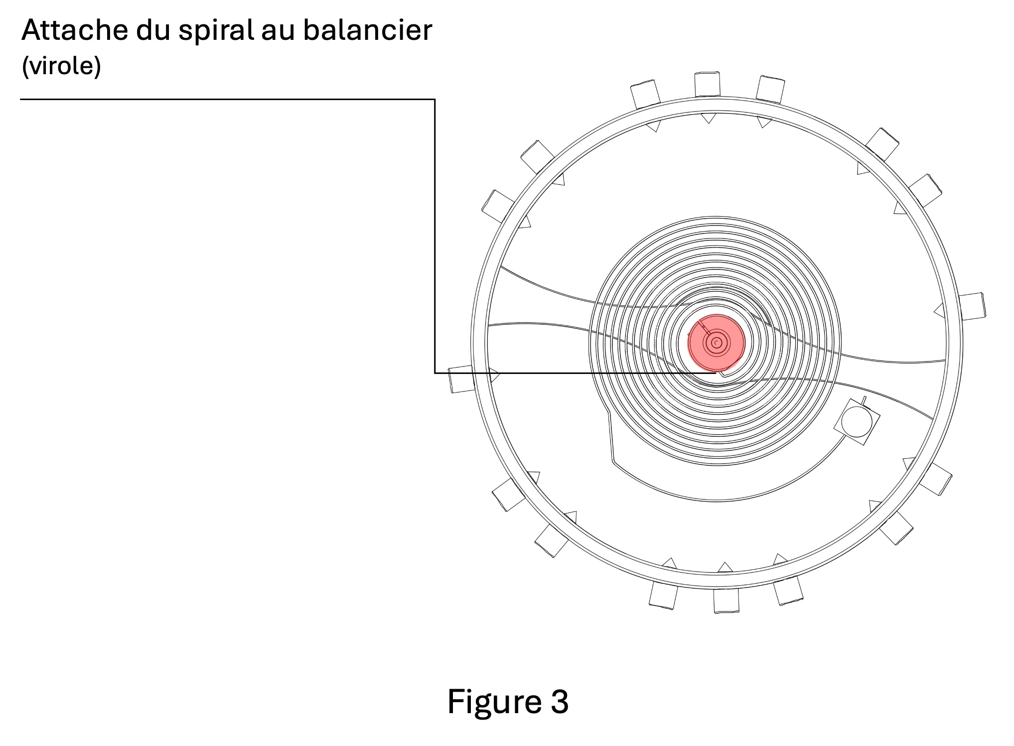 Attache du spiral au balancier (virole) Description du système d'attache du spiral à l'axe de balancier (par une virole)