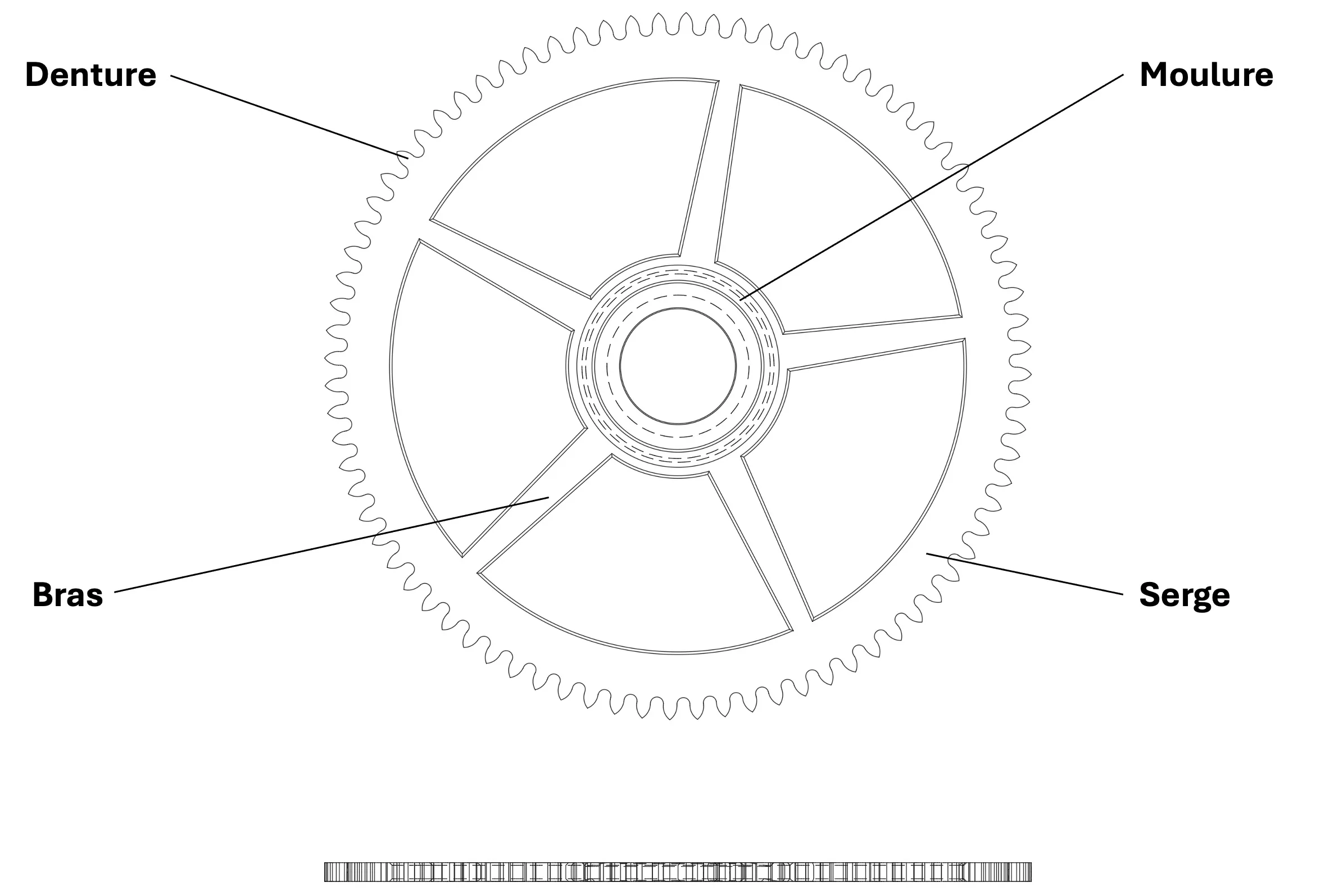 Roue de centre légendes fr Plan d'une roue de centre
