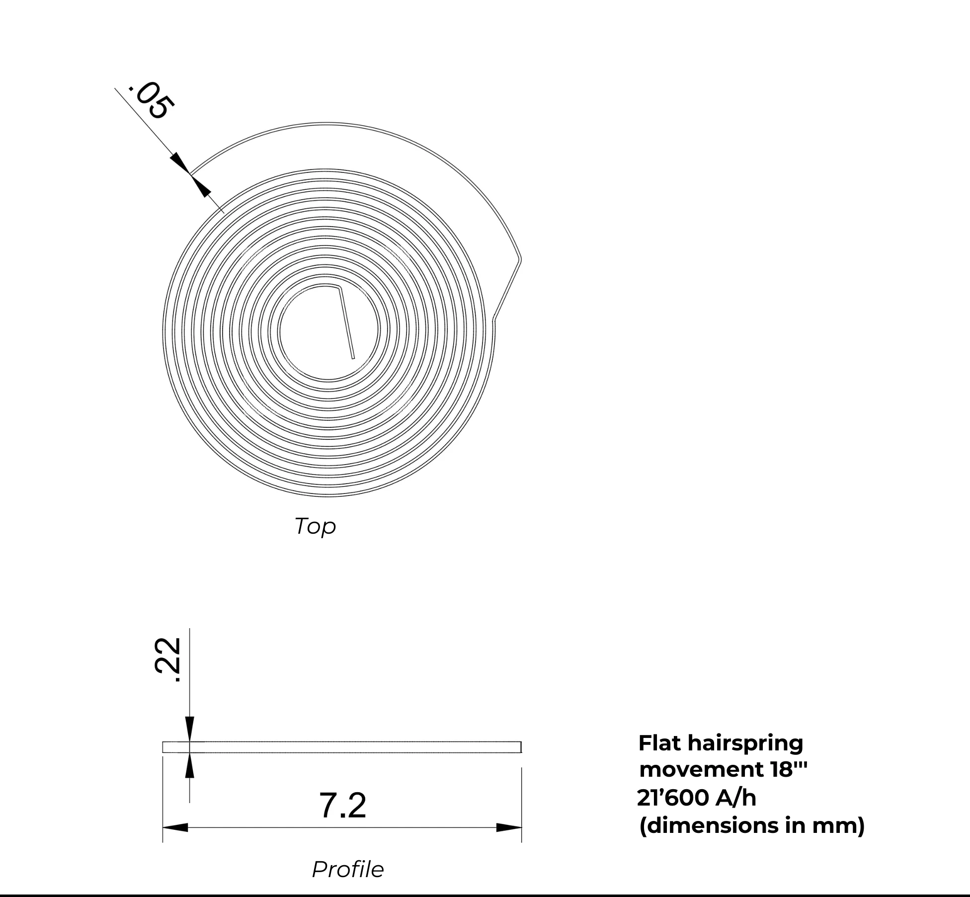 Hairspring (balance spring) Diagram of a flat hairspring